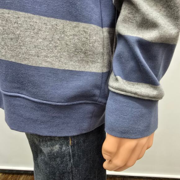 VINEYARD VINES Saltwater 1/4 Quarter Zip Sweater Men L Blue Gray Striped Cotton - Picture 6 of 11